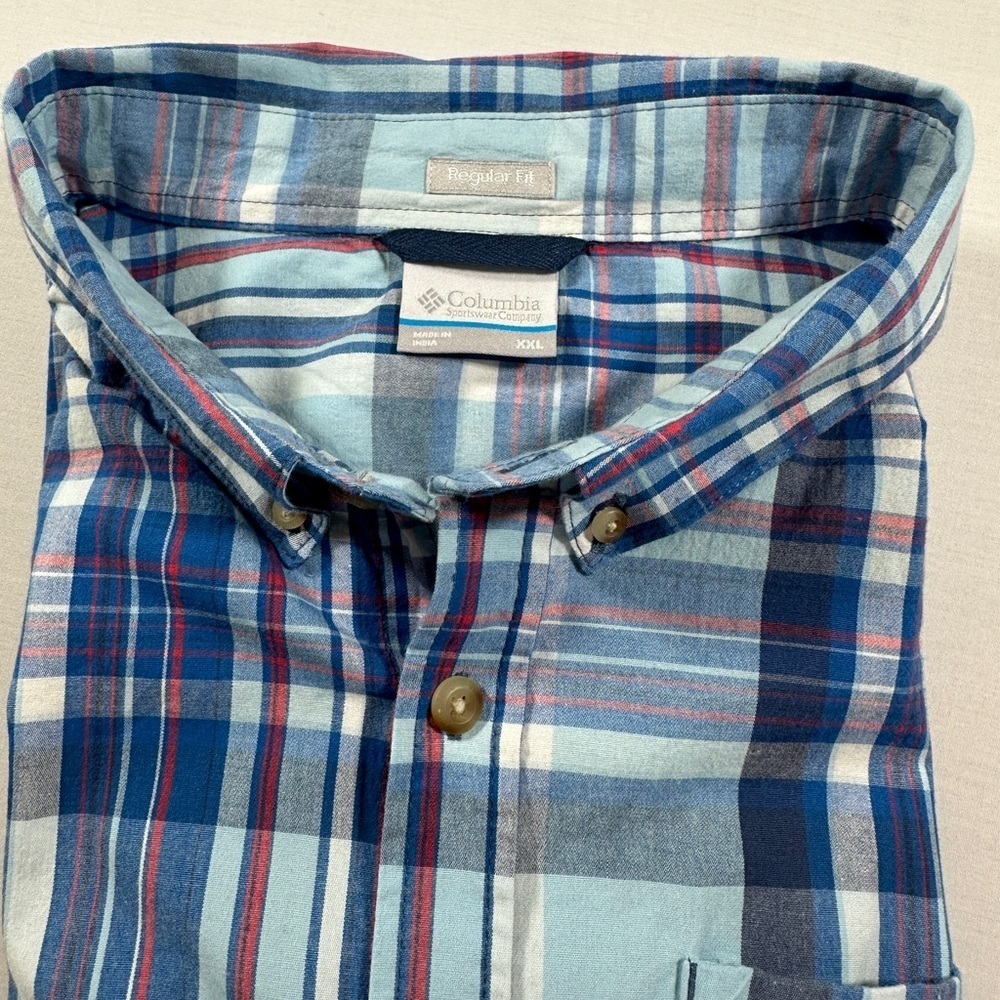 Men’s Columbia Plaid Cotton Short Sleeve Shirt Size XXL - Picture 6 of 6
